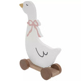 White Wooden Goose on Wheels