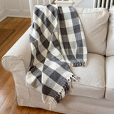 Cream And Gray Buffalo Check Throw