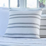 Sage Gray and Cream Striped Linen Euro Sham