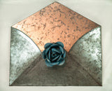 Galvanized metal wall envelope. Weathered look. Measures 9.5" L by 9" T.  Flower Magnets sold separately.